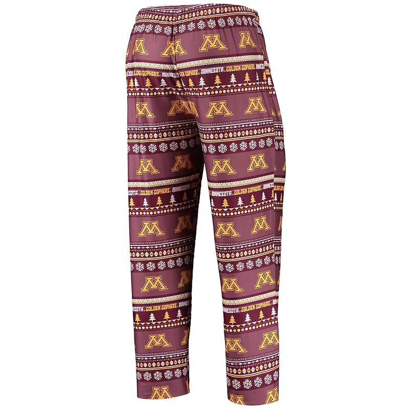 Ensemble de nuit pour homme Concepts Sport marron Minnesota Golden Gophers, haut à manches longues et pantalon