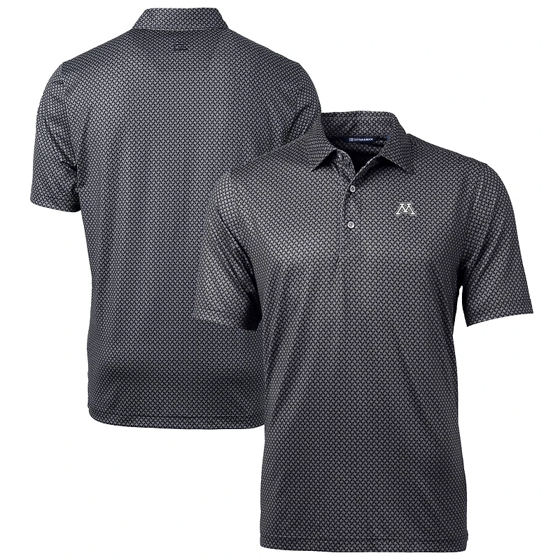 Polo noir à imprimé bannière Pike pour homme, modèle Cutter & Buck, Minnesota Golden Gophers, taille grande et