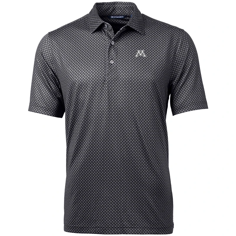 Polo noir à imprimé bannière Pike pour homme, modèle Cutter & Buck, Minnesota Golden Gophers, taille grande et