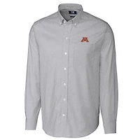 Men's Cutter & Buck Charcoal Minnesota Golden Gophers Big Tall Stretch Oxford Stripe Long Sleeve Button Down Shirt