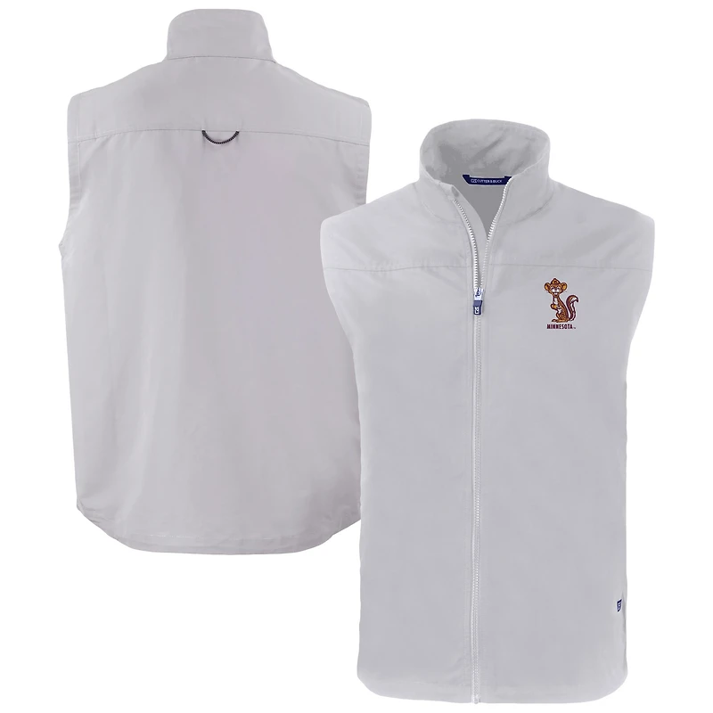 Men's Cutter & Buck Gray Minnesota Golden Gophers Vault Charter Eco Recycled Full-Zip Vest