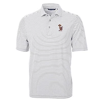 Men's Cutter & Buck  Gray Minnesota Golden Gophers Vault DryTec Virtue Eco Pique Stripe Recycled Polo