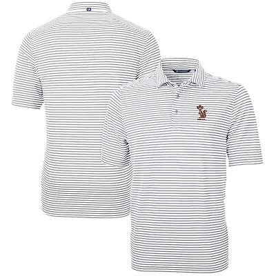 Men's Cutter & Buck Gray Minnesota Golden Gophers Vault DryTec Virtue Eco Pique Stripe Recycled Polo