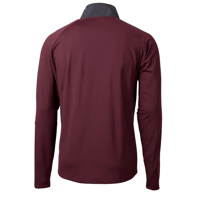 Veste Cutter & Buck pour homme, couleur bordeaux Minnesota Golden Gophers, en maille écologique DryTec Adapt hybride recyclée, fermeture éclair raglan quart de tour.