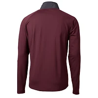 Veste Cutter & Buck pour homme, couleur bordeaux Minnesota Golden Gophers, en maille écologique DryTec Adapt hybride recyclée, fermeture éclair raglan quart de tour.