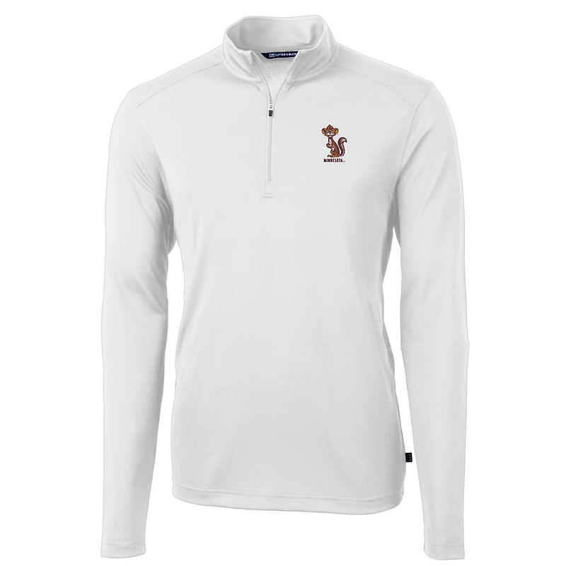 Haut blanc à fermeture éclair quart de zip pour homme des Golden Gophers du Minnesota, Virtue Eco Pique, en piqué recyclé DryTec, taille grande et