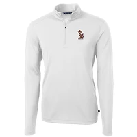 Haut blanc à fermeture éclair quart de zip pour homme des Golden Gophers du Minnesota, Virtue Eco Pique, en piqué recyclé DryTec, taille grande et
