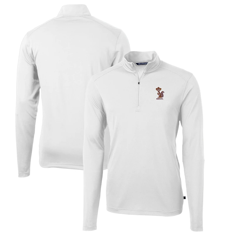 Haut blanc à fermeture éclair quart de zip pour homme des Golden Gophers du Minnesota, Virtue Eco Pique, en piqué recyclé DryTec, taille grande et