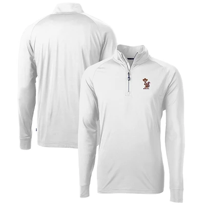 Men's Cutter & Buck White Minnesota Golden Gophers Vault Adapt Eco Knit Stretch Recycled DryTec Quarter-Zip Top