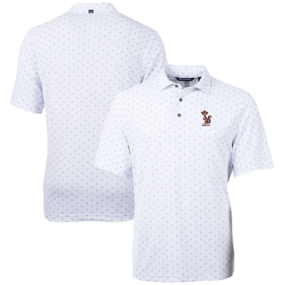 Men's Cutter & Buck White Minnesota Golden Gophers Vault DryTec Virtue Eco Pique Tile Print Recycled Polo
