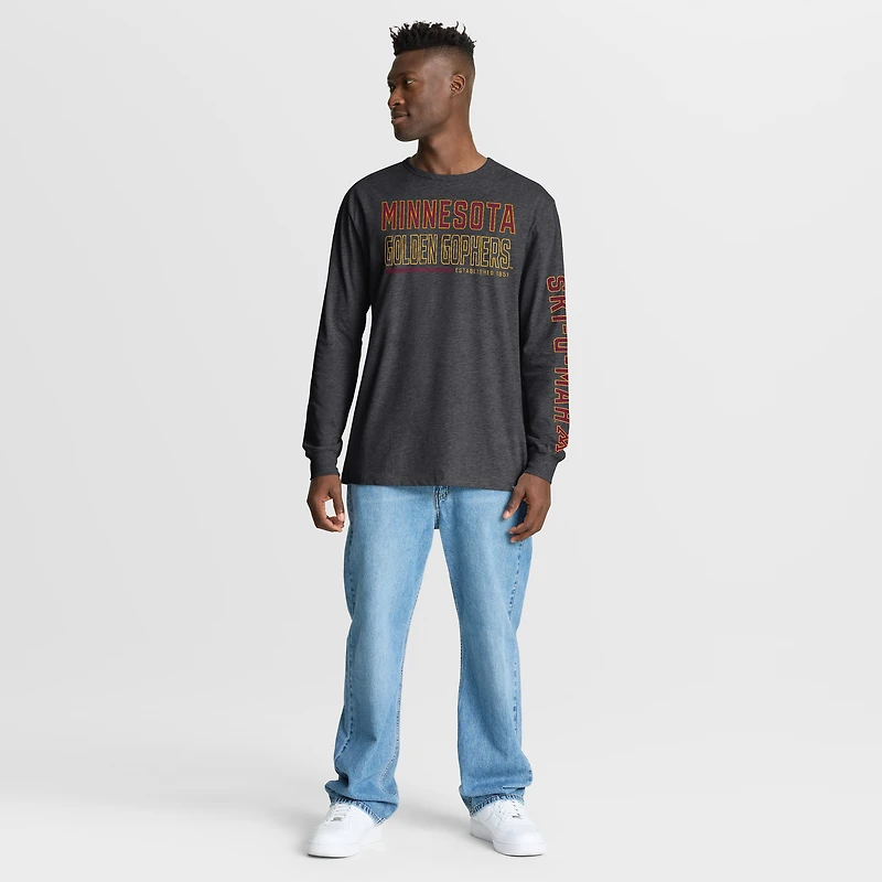 Men's Fanatics Charcoal Minnesota Golden Gophers Quad Fuel The Fire Long Sleeve T-Shirt