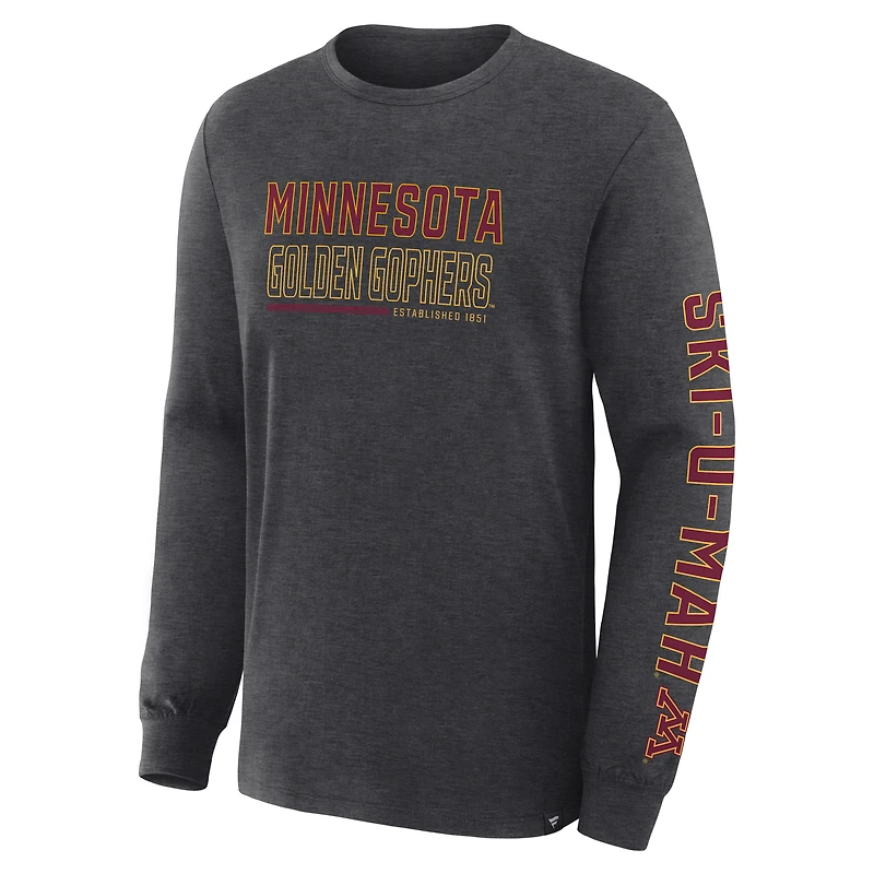 T-shirt à manches longues pour homme Fanatics Anthracite Minnesota Golden Gophers Quad Fuel The Fire