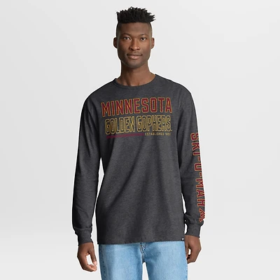Men's Fanatics Charcoal Minnesota Golden Gophers Quad Fuel The Fire Long Sleeve T-Shirt