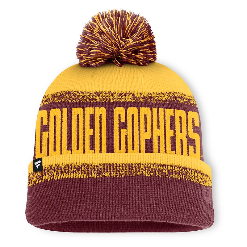 Men's Fanatics Maroon/Gold Minnesota Golden Gophers Thrive Cuffed Knit Hat with Pom