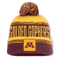 Bonnet en tricot à revers et pompon Fanatics pour homme, bordeaux/or, Minnesota Golden Gophers Thrive