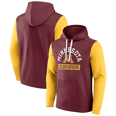 Men's Fanatics Maroon Minnesota Golden Gophers Extra Point Color-Block Pullover Hoodie