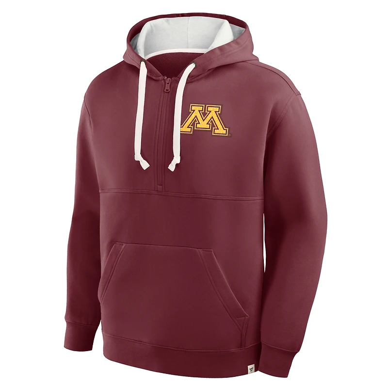 Sweat à capuche premium demi-zip Fanatics marron Minnesota Golden Gophers Hometown pour homme