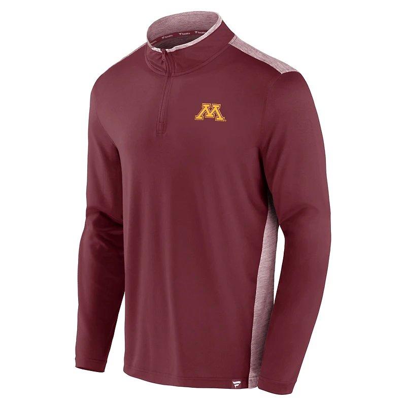 Veste à quart de zip rechargée Fanatics pour hommes, marron Minnesota Golden Gophers