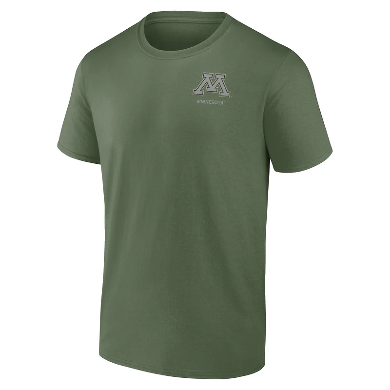 T-shirt de base d'appréciation militaire OHT des Golden Gophers du Minnesota Fanatics pour hommes, olive