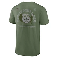T-shirt de base d'appréciation militaire OHT des Golden Gophers du Minnesota Fanatics pour hommes, olive
