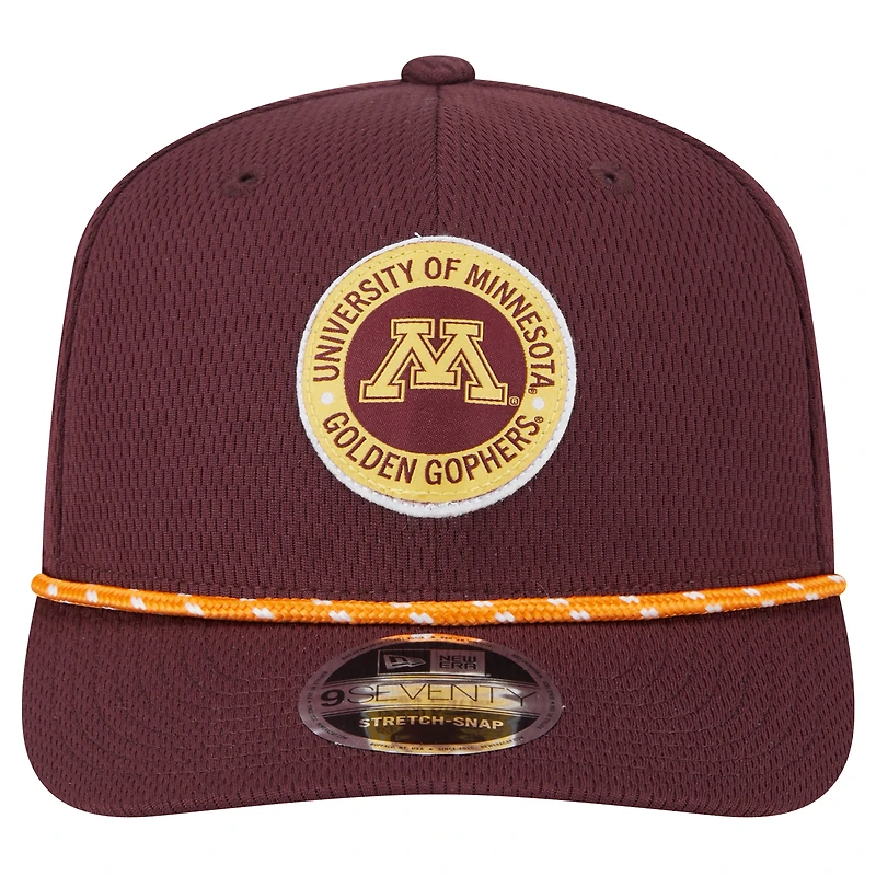 Casquette extensible à bouton-pression COOLERA 9SEVENTY en corde marron pour homme des Golden Gophers du Minnesota de New Era