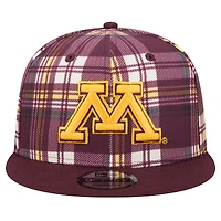 Casquette à visière à carreaux 9FIFTY Snapback pour homme des Golden Gophers du Minnesota de New Era