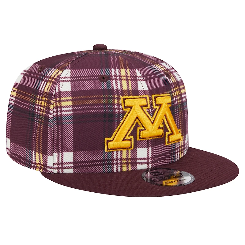 Casquette à visière à carreaux 9FIFTY Snapback pour homme des Golden Gophers du Minnesota de New Era
