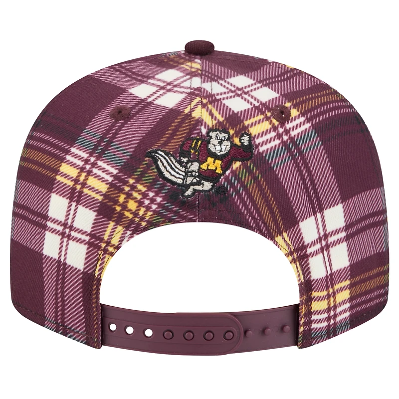 Casquette à visière à carreaux 9FIFTY Snapback pour homme des Golden Gophers du Minnesota de New Era