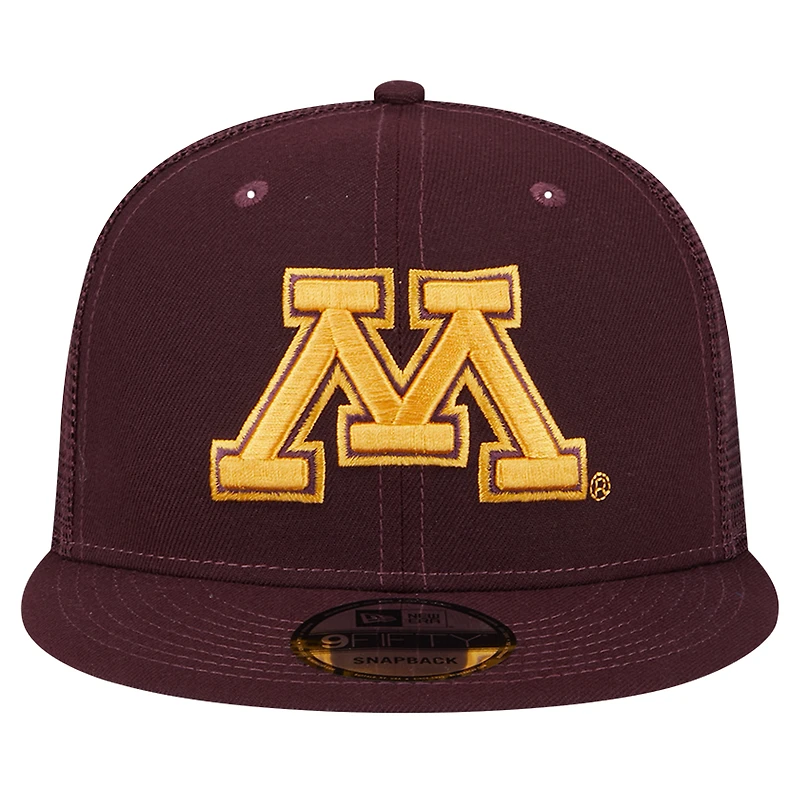 Casquette snapback 9FIFTY Trucker pour homme de couleur marron des Golden Gophers du Minnesota de New Era