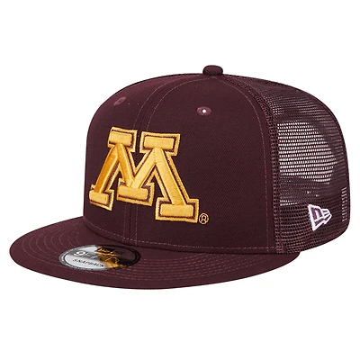 Casquette snapback 9FIFTY Trucker pour homme de couleur marron des Golden Gophers du Minnesota de New Era