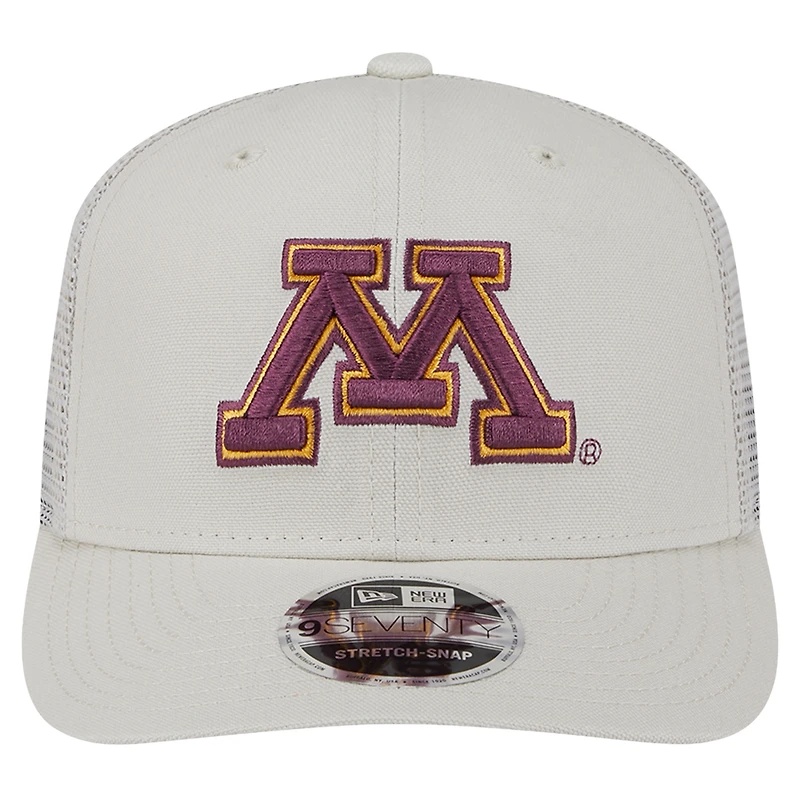 Men's New Era Stone Minnesota Golden Gophers Canvas 9SEVENTY Stretch-Snap Adjustable Hat