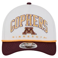 Men's New Era White/Maroon Minnesota Golden Gophers Arch Two-Tone Rope 9FORTY A-Frame M-Crown Adjustable Hat