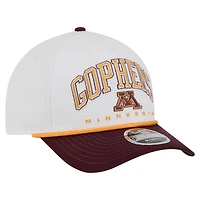 Men's New Era White/Maroon Minnesota Golden Gophers Arch Two-Tone Rope 9FORTY A-Frame M-Crown Adjustable Hat