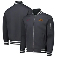 Veste aviateur entièrement zippée Nike Anthracite Minnesota Golden Gophers pour homme