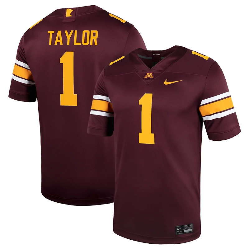 Maillot de football Nike Darius Taylor pour homme, bordeaux, domicile des Golden Gophers du Minnesota, NIL