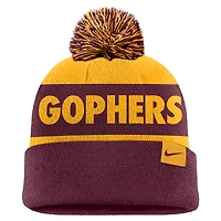 Bonnet en tricot à revers et pompon Nike Golden Gophers du Minnesota Gold/Grenat pour homme