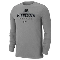 T-shirt à manches longues Nike pour hommes, gris chiné, Minnesota Golden Gophers Changeover