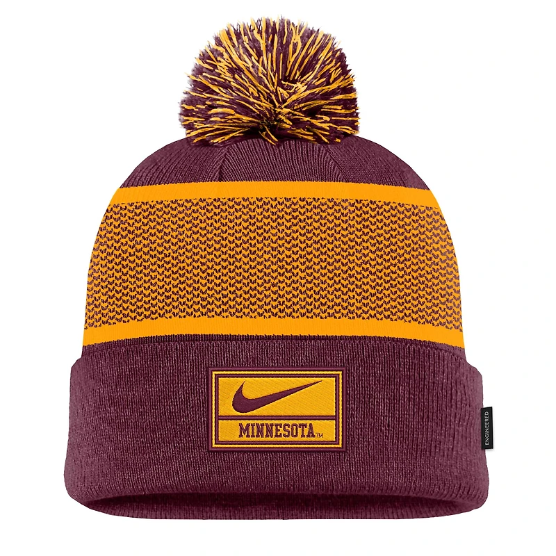 Bonnet en tricot à revers avec pompon Nike Bordeaux Minnesota Golden Gophers 2024 pour homme