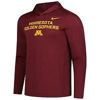 T-shirt à capuche manches longues Nike Bordeaux Minnesota Golden Gophers 2025 Sideline Dri-FIT pour homme