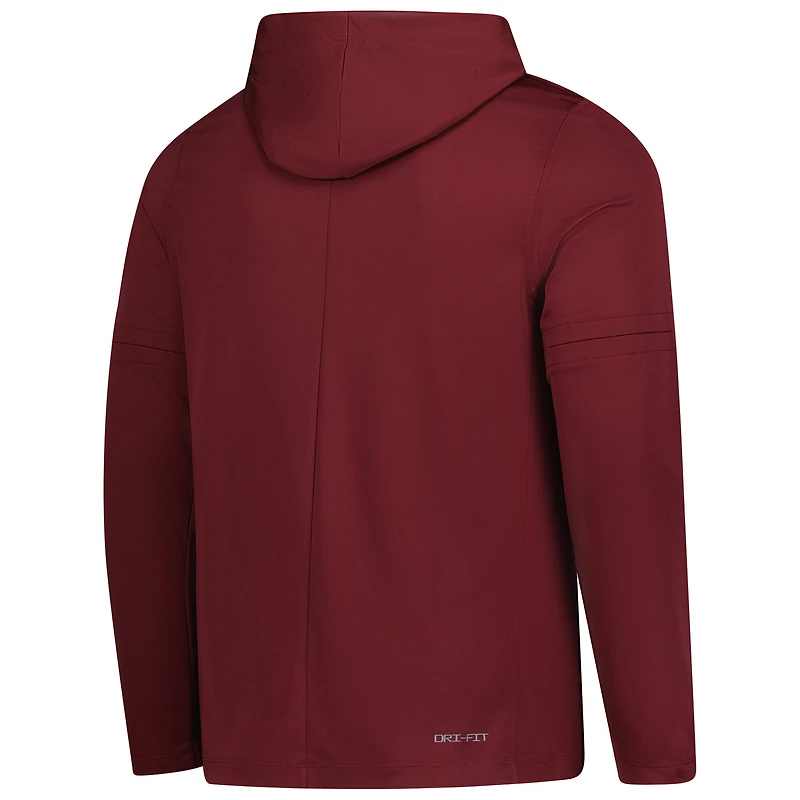 T-shirt à capuche manches longues Nike pour homme, couleur bordeaux, Minnesota Golden Gophers 2025 Sideline, technologie Dri-FIT légère.