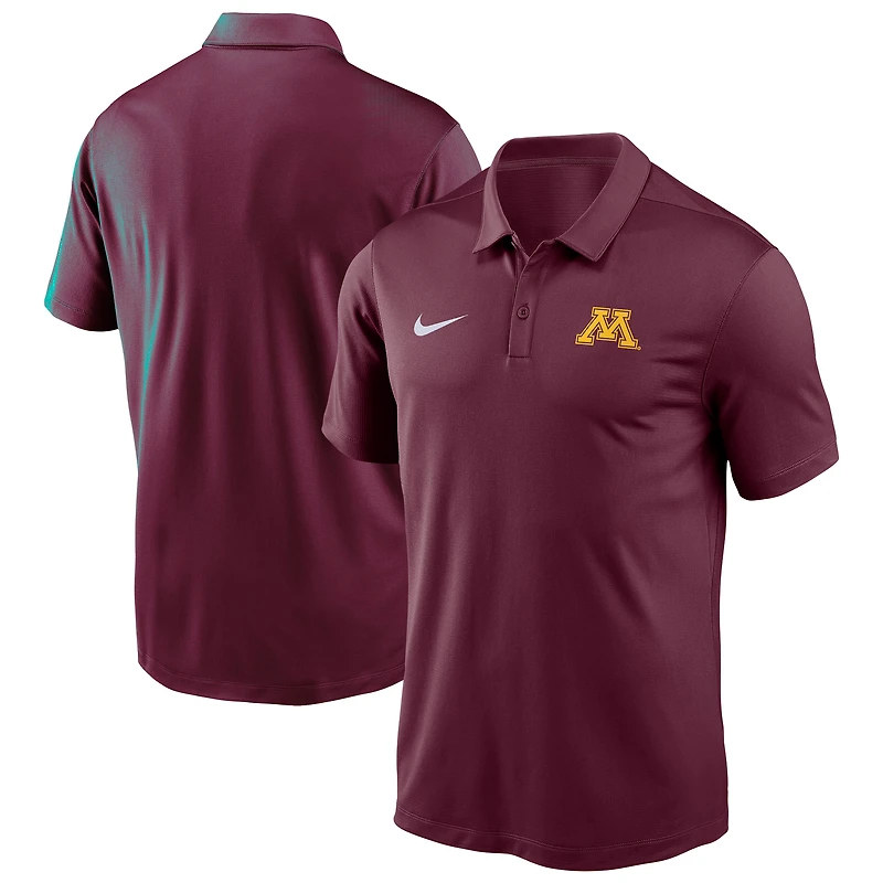 Polo Nike Victory Solid Performance marron pour homme des Golden Gophers du Minnesota