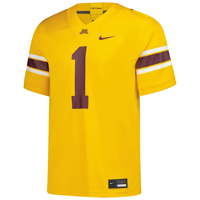 Men's Nike #1 Gold Minnesota Golden Gophers Game Football Jersey