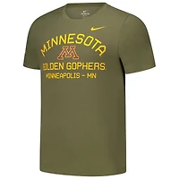 T-shirt de performance d'appréciation militaire Nike Olive Minnesota Golden Gophers 2024 pour homme