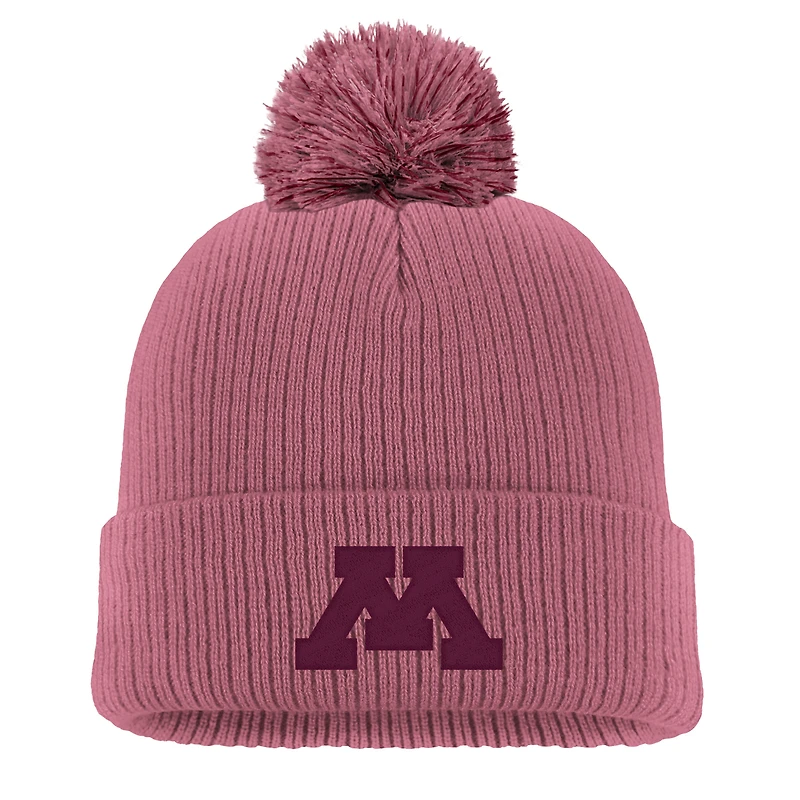 Bonnet en tricot à revers Nike rose Minnesota Golden Gophers pour homme avec pompon