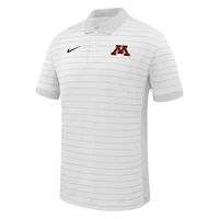 Polo Nike blanc à rayures Victory pour homme, équipe de début saison 2025 des Golden Gophers du Minnesota, l'entraîneur