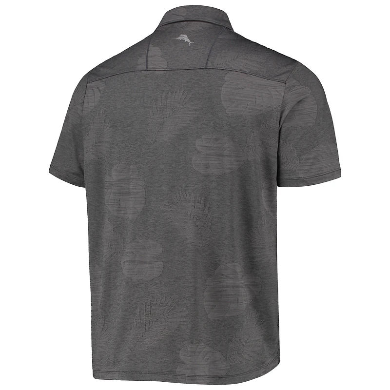 Men's Tommy Bahama Charcoal Minnesota Golden Gophers Palm Coast Delray Frond IslandZone Allover Print Polo