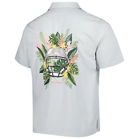 Men's Tommy Bahama Gray Minnesota Golden Gophers Coconut Point Frondly Fan Camp IslandZone Button-Up Shirt
