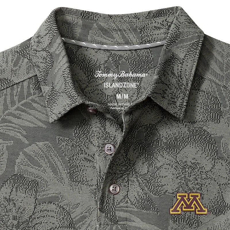 Men's Tommy Bahama Gray Minnesota Golden Gophers Palm Fresco Hibiscus IslandZone® Polo