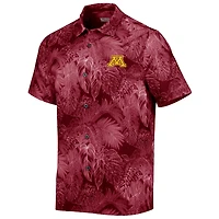 Chemise de camp boutonnée Tommy Bahama Maroon Minnesota Golden Gophers Coast luminescent Fronds IslandZone pour hommes