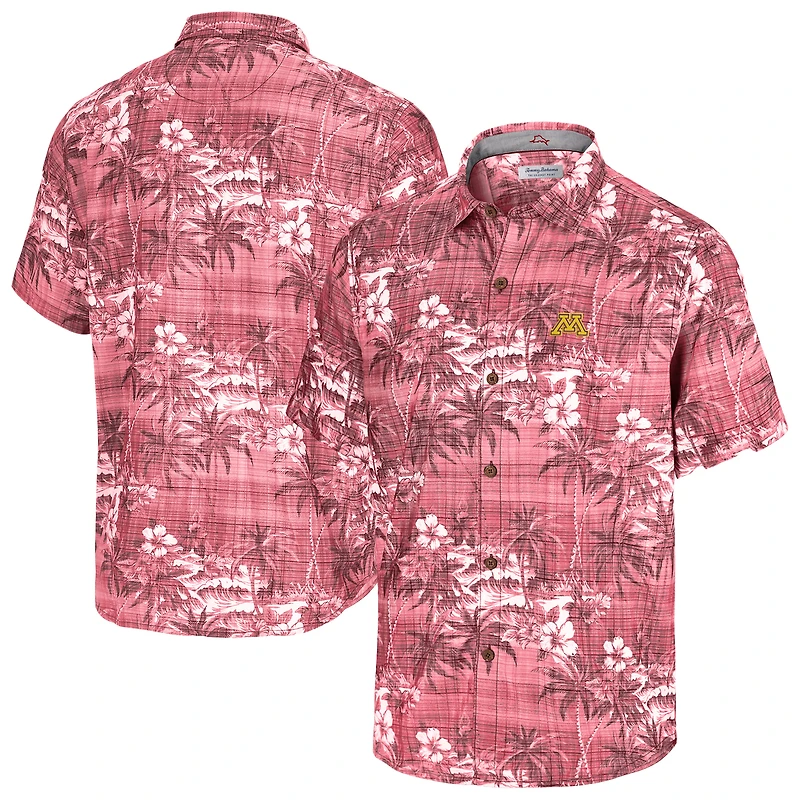 Men's Tommy Bahama Maroon Minnesota Golden Gophers Coconut Point Palmetta IslandZone Camp Button-Up Shirt